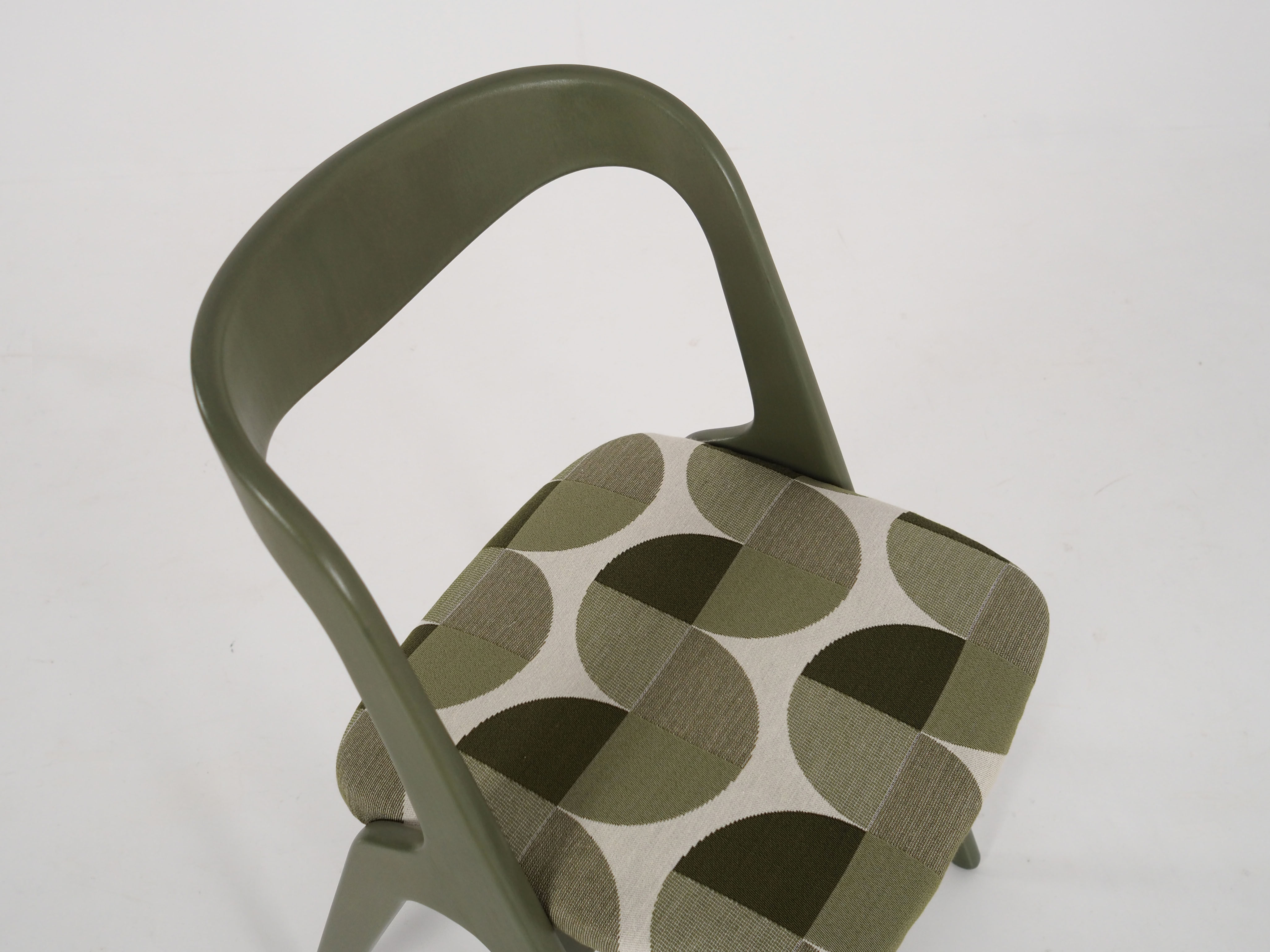 Olive green chair, Scandinavian design of the 70s