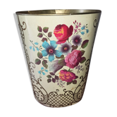 Paper basket - in painted tole decorated with flowers