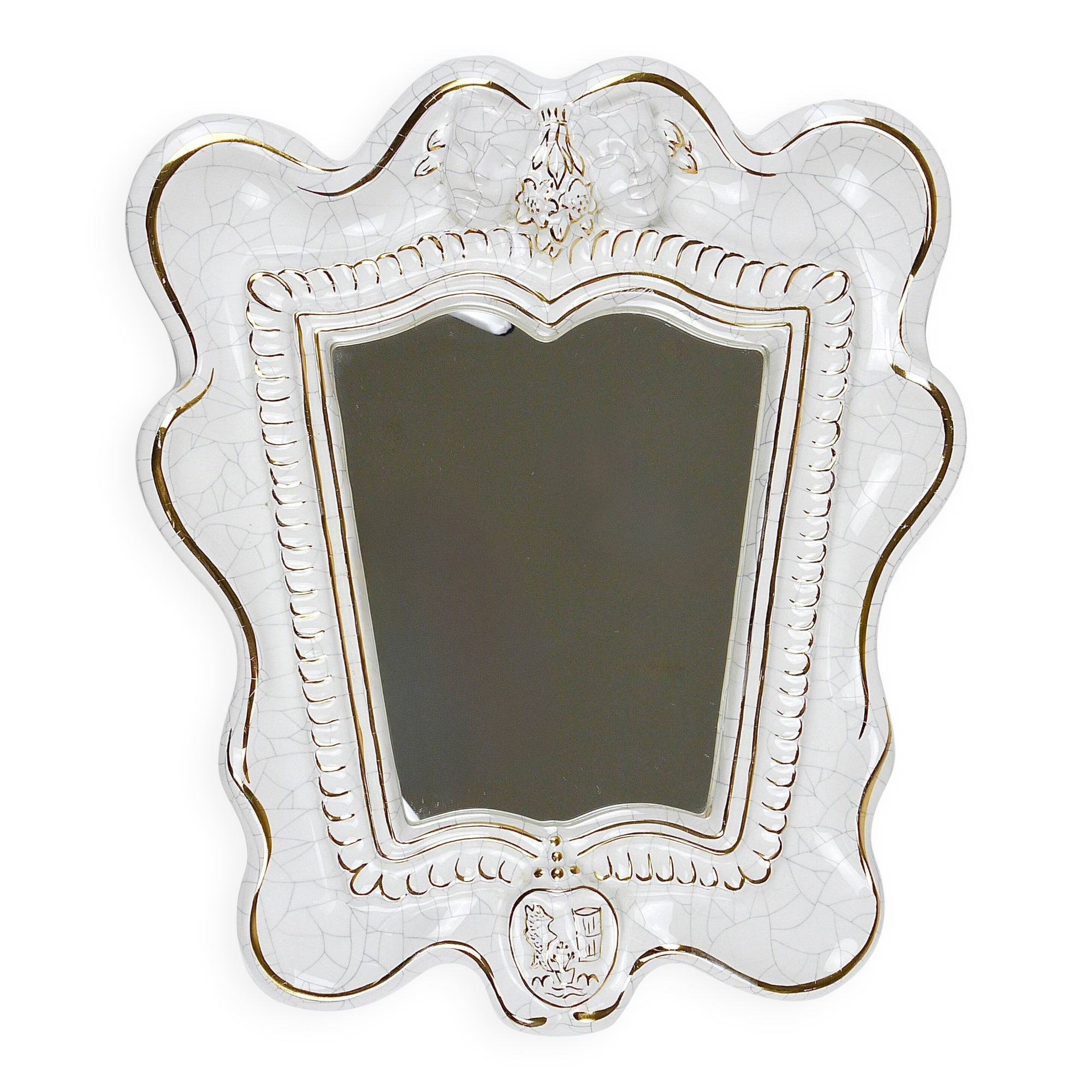 Art Deco Wall Mirror Theatre in Terracotta by Gmundner Keramik, Austria, 1930s