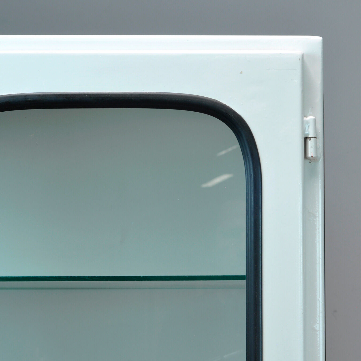 Vintage glass & iron medical cabinet, 1970s