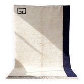 Minimalist Navy Wool Rug — Design with Greek Border