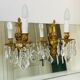 St Louis XV wall lights in gilded bronze with pendants from the mid-20th century.