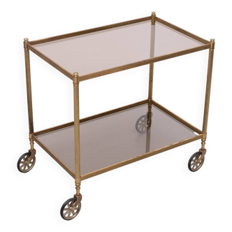 Hollywood Regency Brass Serving Trolley 1970s