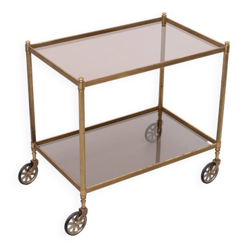 Hollywood Regency Brass Serving Trolley 1970s