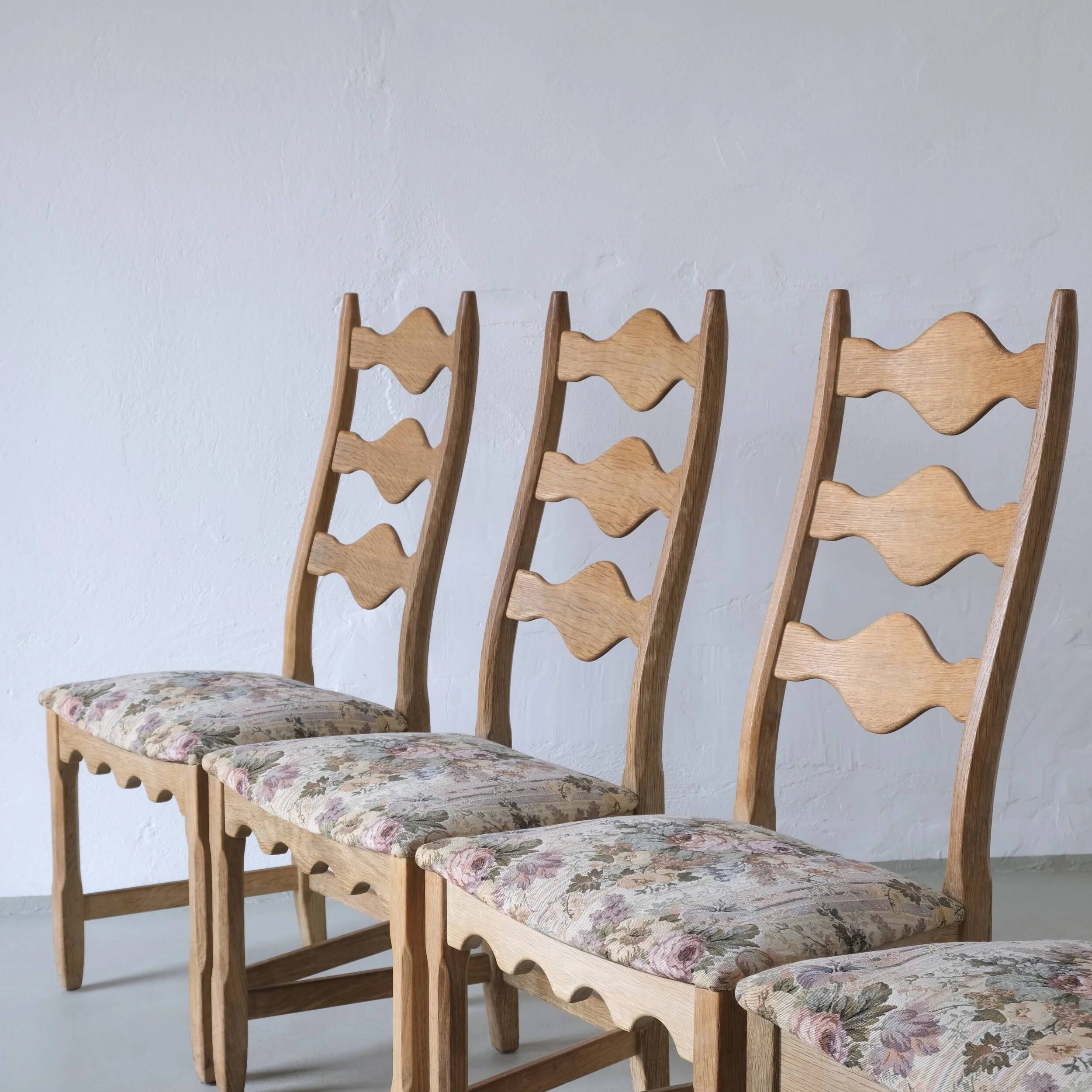 4 ladder back dining chairs by Henning Kjaernulf | Denmark | 1950s