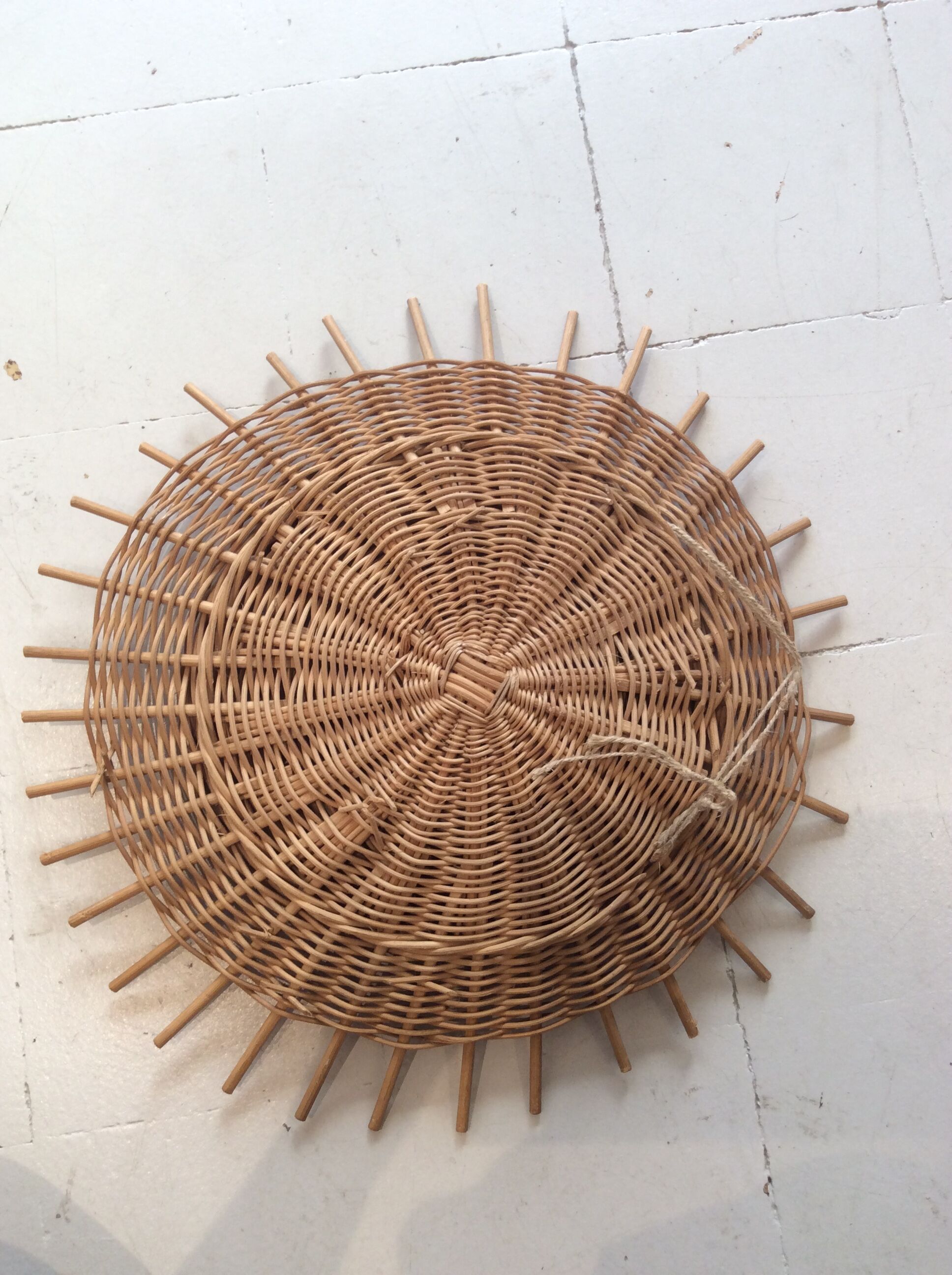 Vintage rattan sun mirror