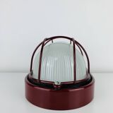 Prisma industrial bulkhead wall light, red, vintage