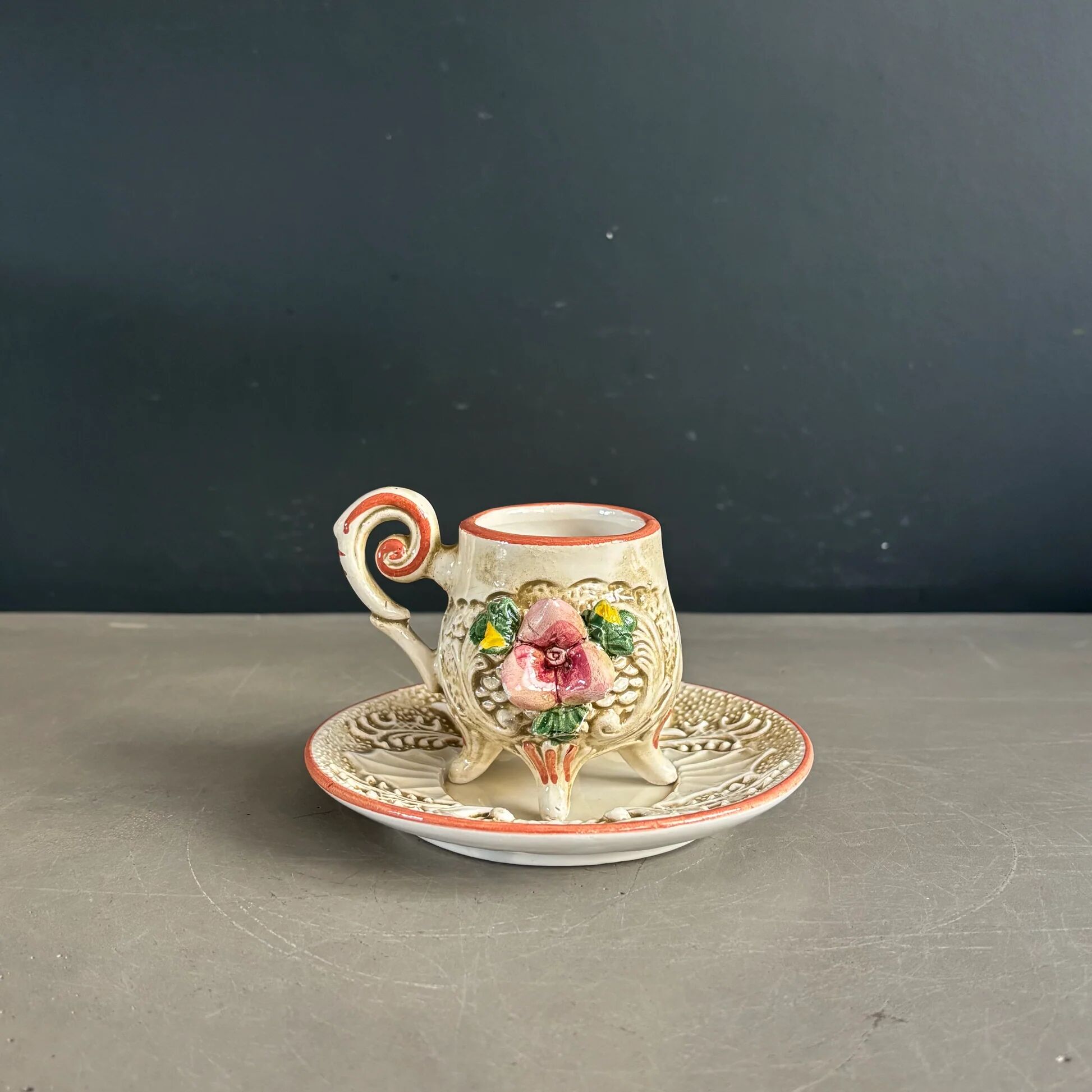 Coffee cup with saucer from Capodimonte, Italy, 1950s.