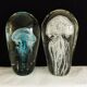 Set of two paperweights vintage jellyfish sulphide