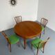 Extendable round teak table French design TV furniture Paris 1960