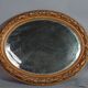 Old oval mirror beveled wooden frame & gilded stucco 50x40 cm 1900