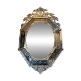 Venetian mirror with Napoleon III style pareclose in beveled and engraved glass