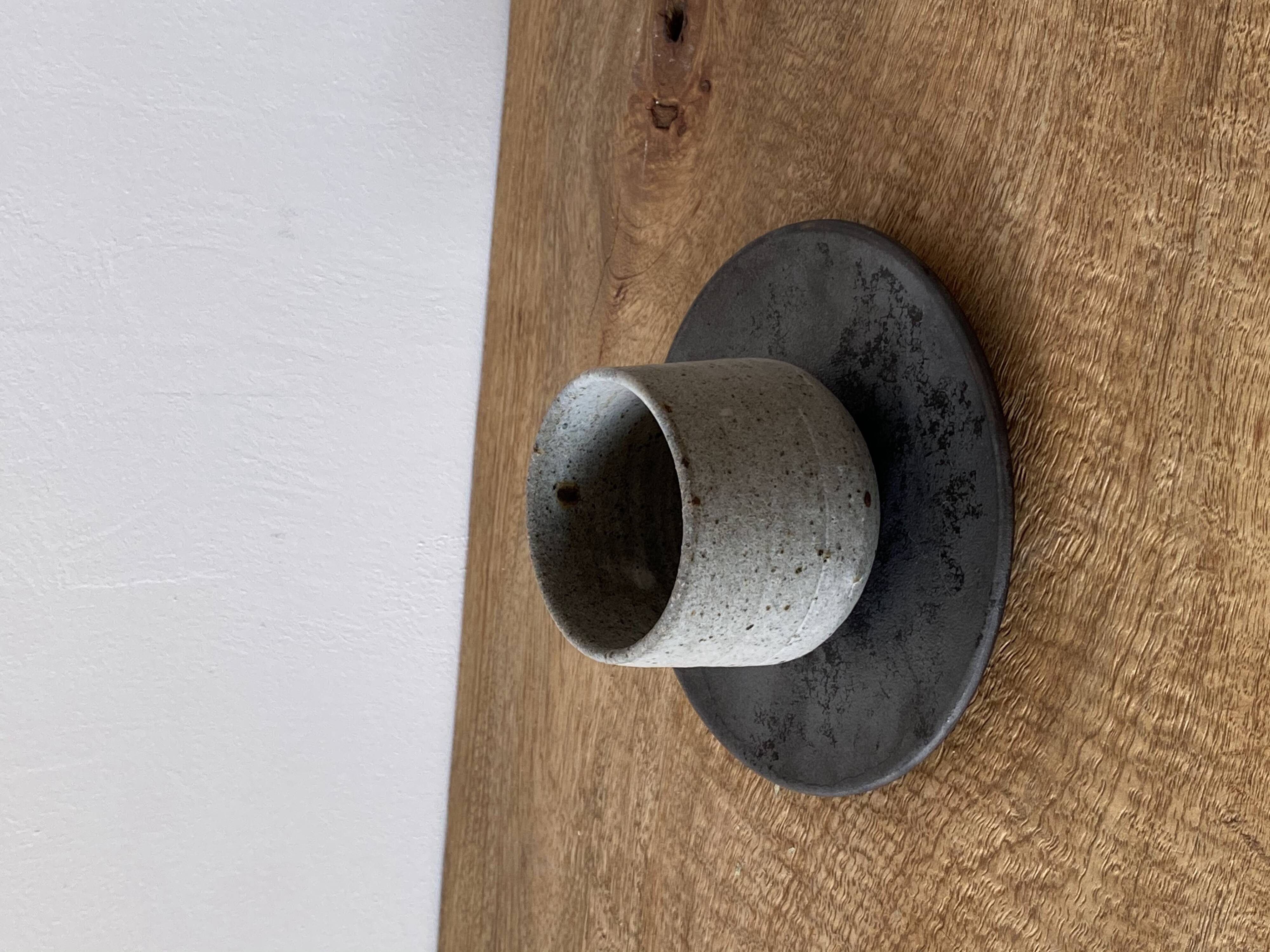 Duo of grey ceramic cups