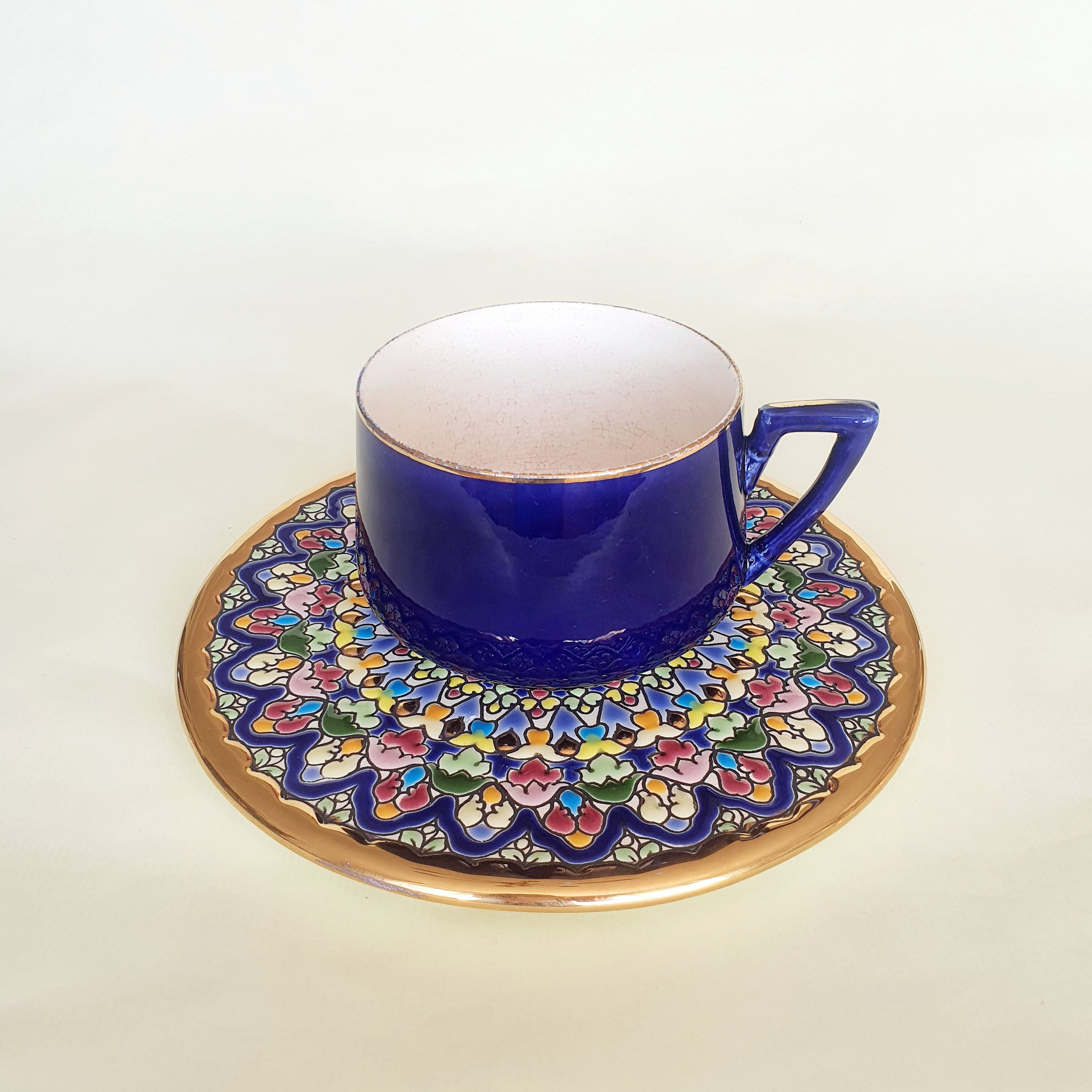 Assiette décorative émail et or Cercolon Espagne