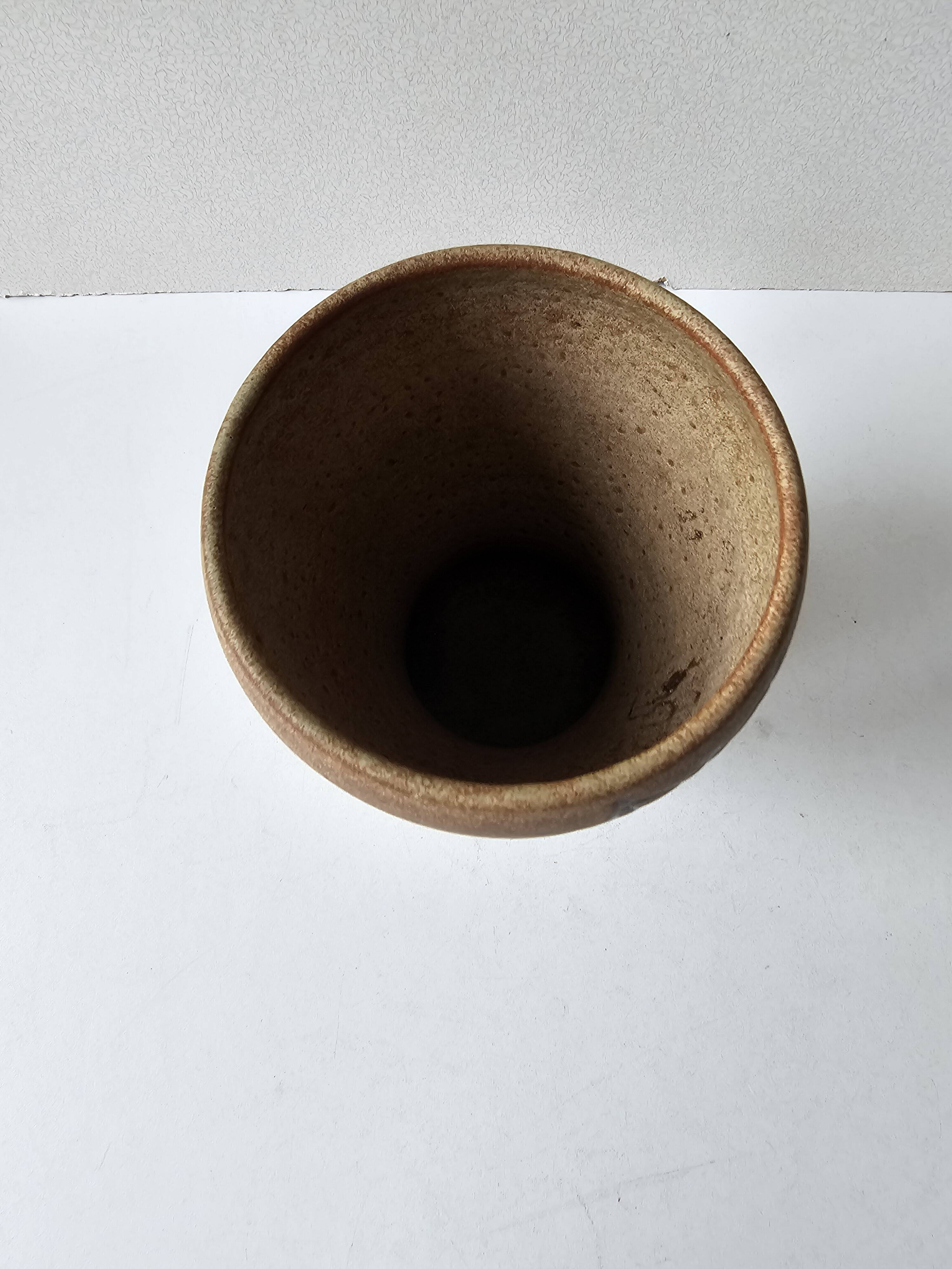 Ceramic vase with floral pattern - signed Fonck & Matéo Vallauris