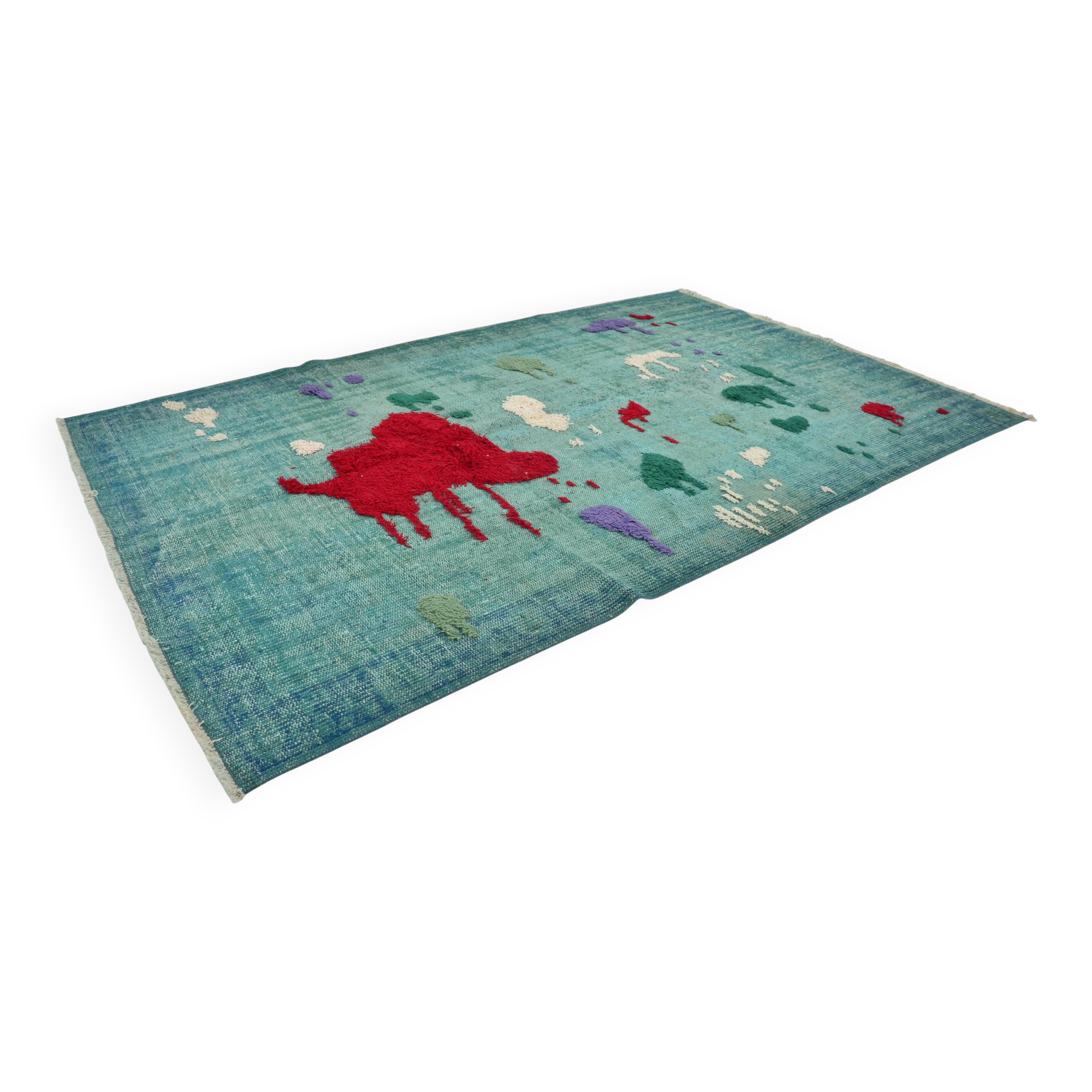 One Kind Unique Vintage Wool Carpet