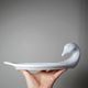 Vintage white faience foie gras platter in the shape of a goose, 1970s.