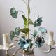 Vintage tole chandelier with light blue roses 1960s