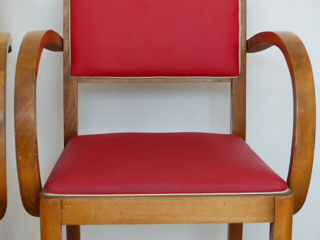 Pair of bridge chairs in red skai