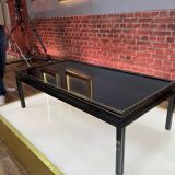 Table basse Pierre Vandel verre et aluminium noir circa 1970