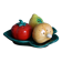 Salt and pepper shaker vegetables on a slipware leaf signed FPP Vallauris.