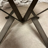 Vintage round ceramic and wrought iron coffee table