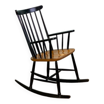 Rocking-chair scandinave en bois années 60