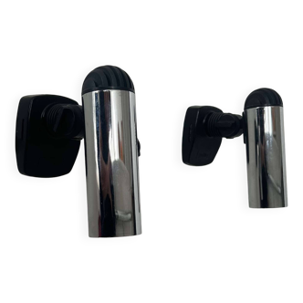 Pair of vintage adjustable wall lights, chrome metal, Italy 1970