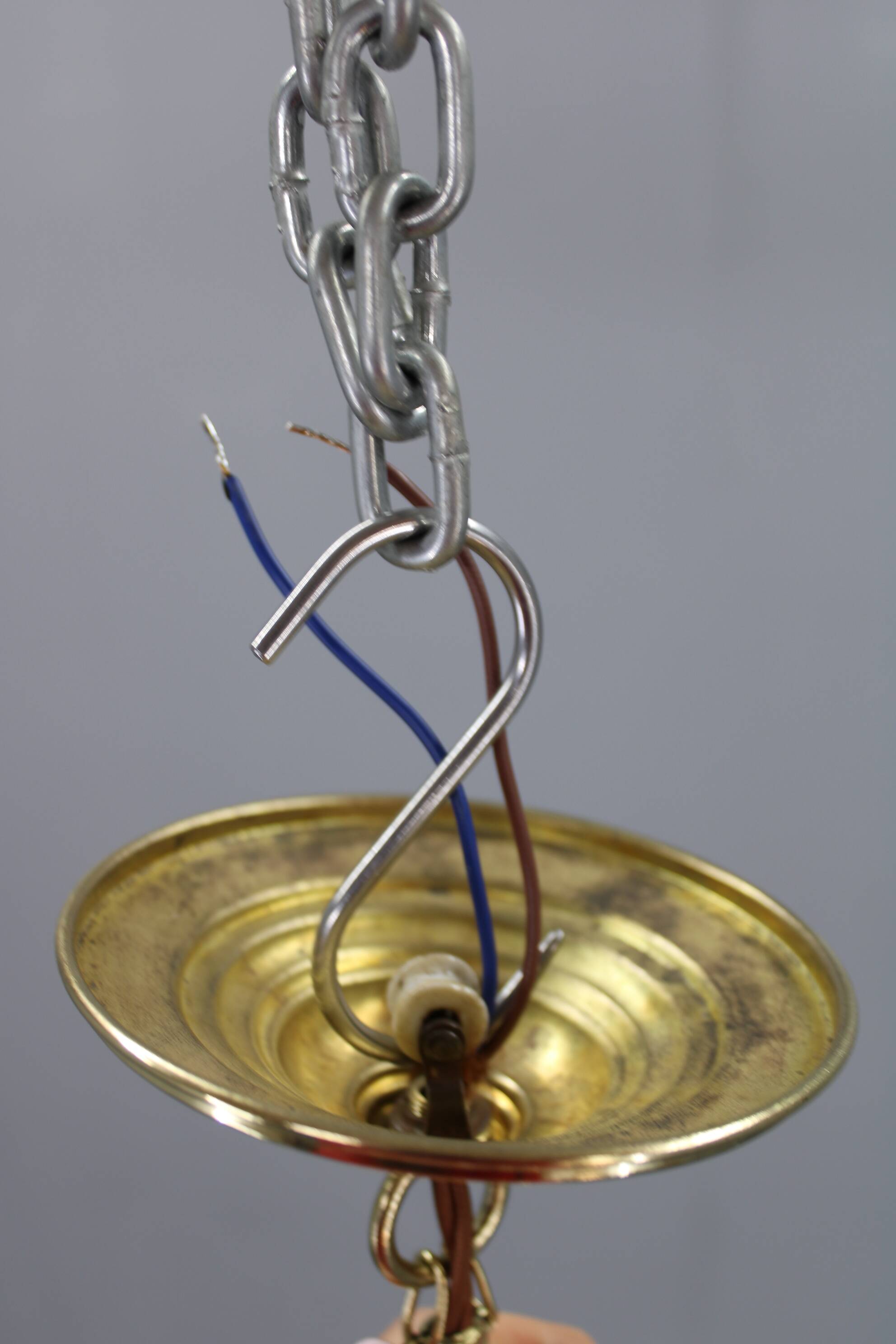 Peter Behrens “Luzette” Art Deco opaline glass pendant, Germany, 1930s