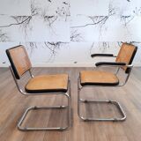Set of 6 black S32 / S64 chairs by Marcel Breuer for Thonet, 1977