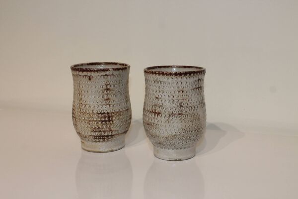 Paire de vases en céramique vintage Accolay signés