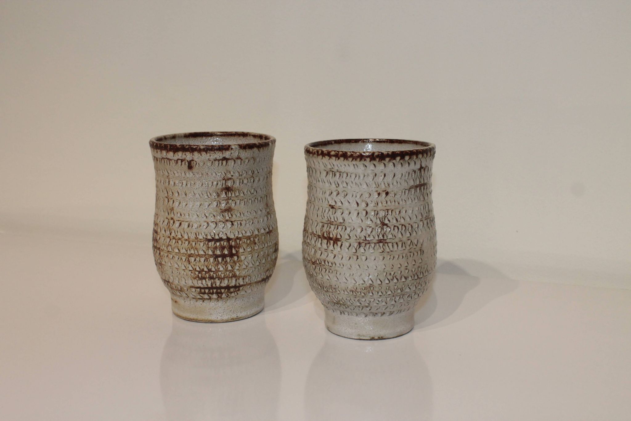 Pair of vintage Accolay ceramic vases signed