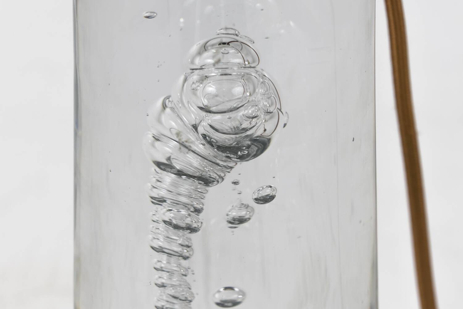 Daum France, cylindrical bubble glass lamp, circa 1975