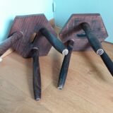 2 wooden tripod stools