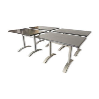 Set of 4 rectangular terrace tables with resin top and gray aluminum legs