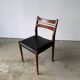 Set of 6 Scandinavian design chairs in solid teak and black Skai.