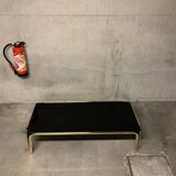 Table basse design vintage verre et métal doré