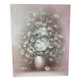 Tableau à l'huile nature morte marguerites signée Nancy Lee