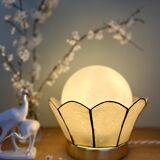 Globe table lamp with vintage opaline and mother-of-pearl shade