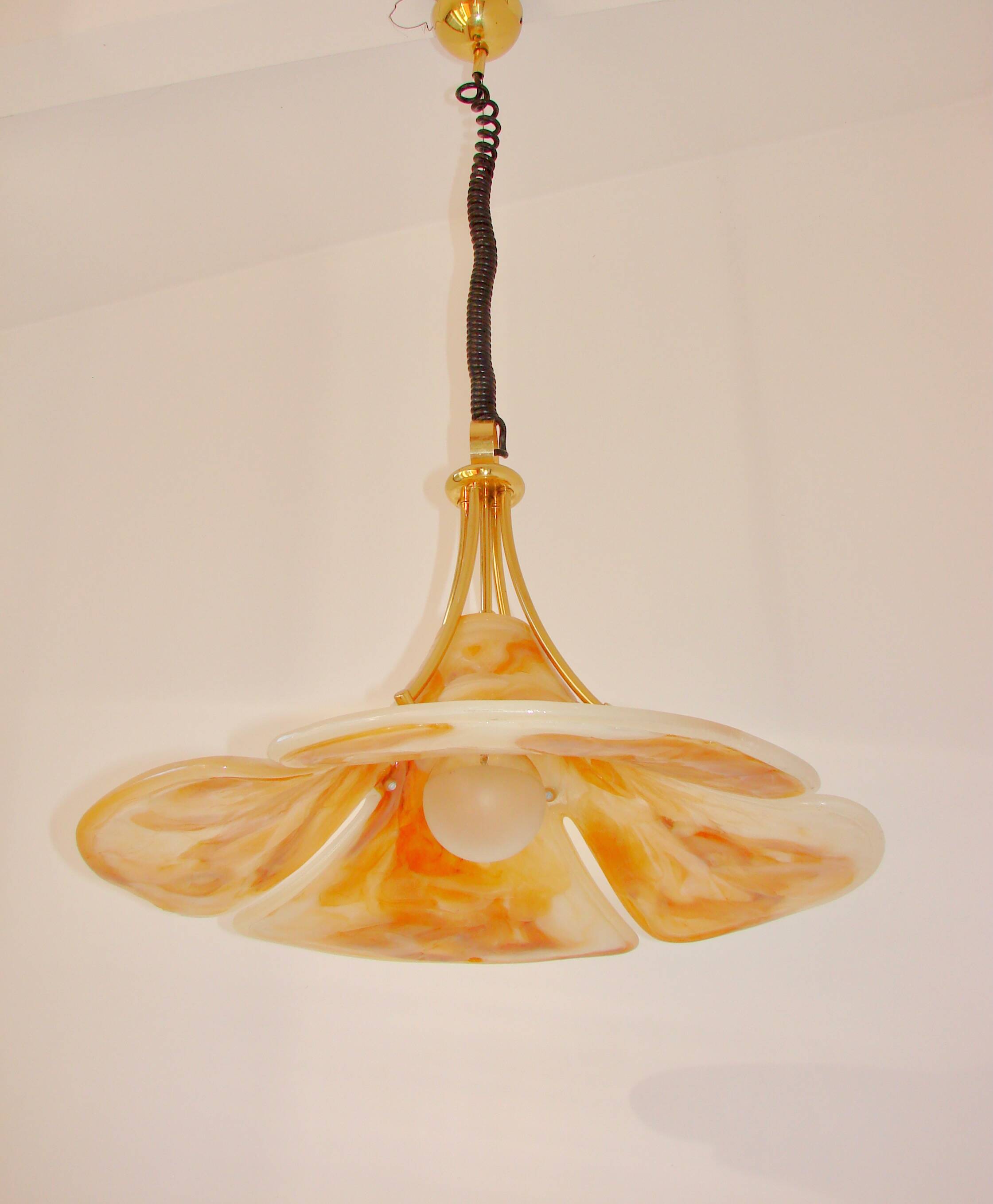 Tulip Cosack pendant lamp, 1970s, brass, 60 cm, E27