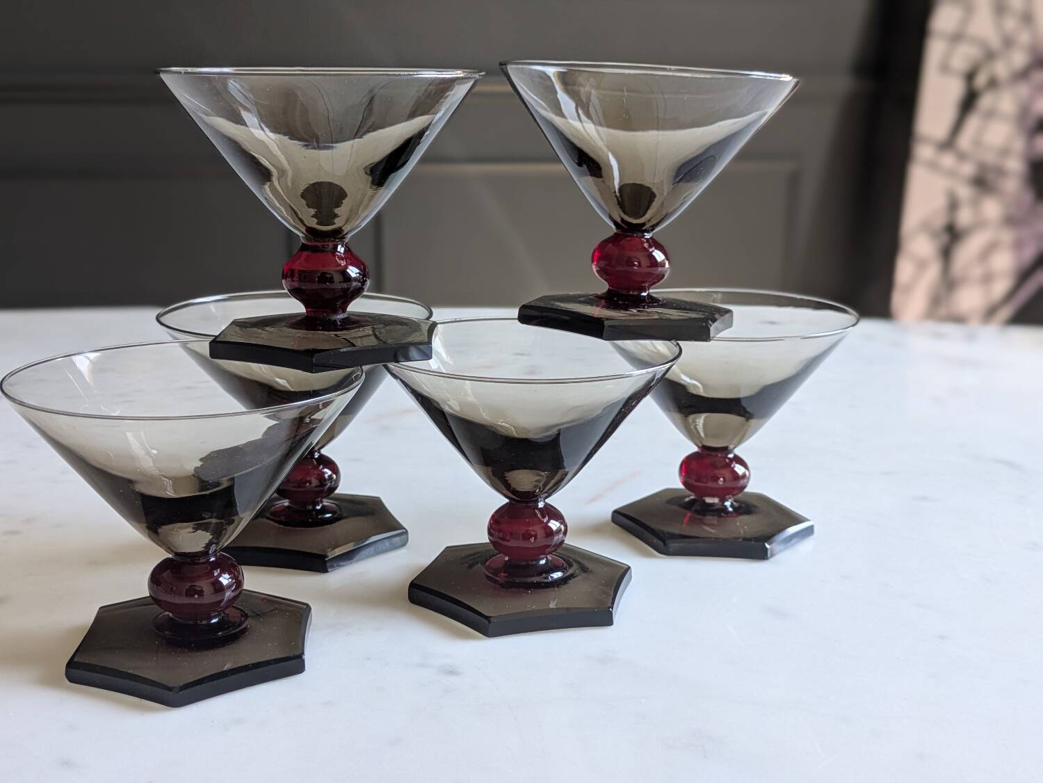 Verres à pied Art Deco verre de Murano