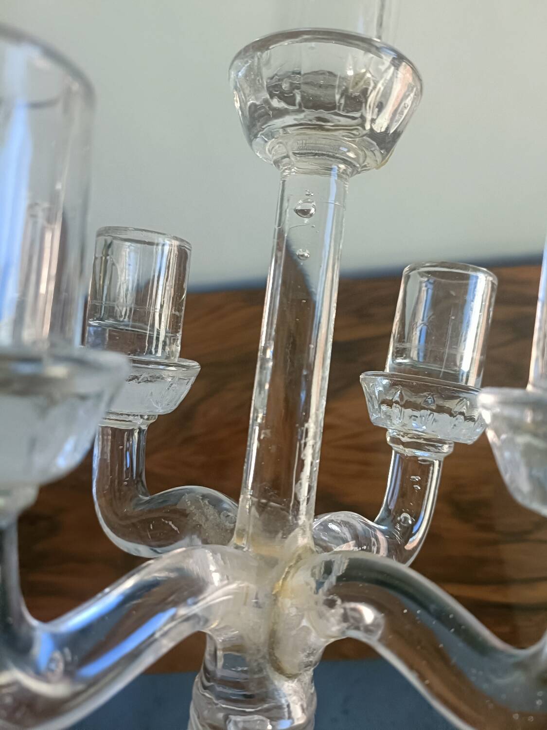 Chandelier, candelabra in bubbled blown glass