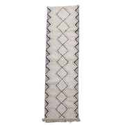 Berber runner rug diamond white and black 80x290 cm