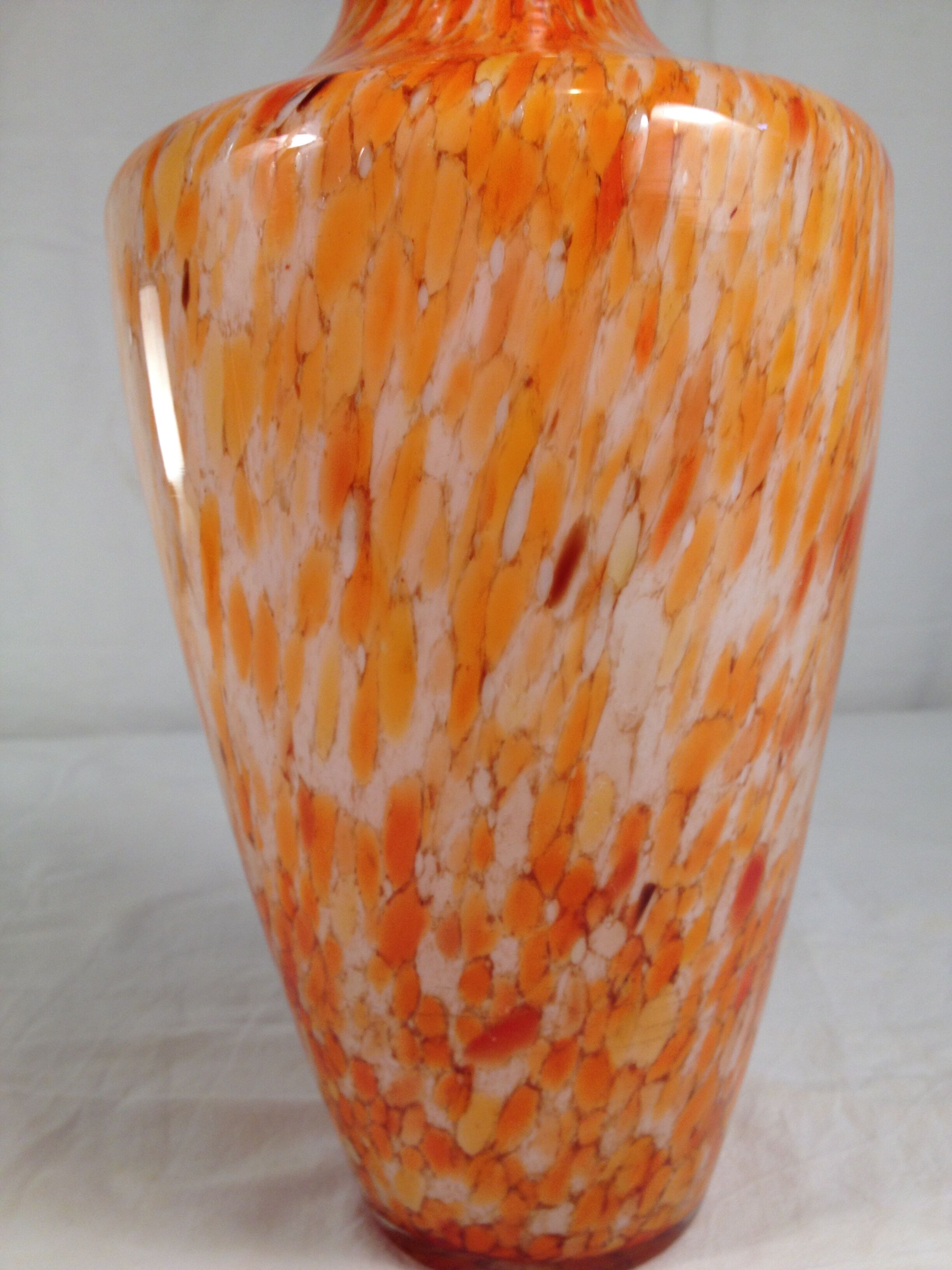 Orange multicolored glass vase, 70s