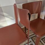 Red Leather Chairs Cidue Italy 1970