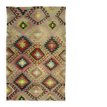 Turkish Kilim Yoruk Vintage 178x284 cm Geometric Beige and Red