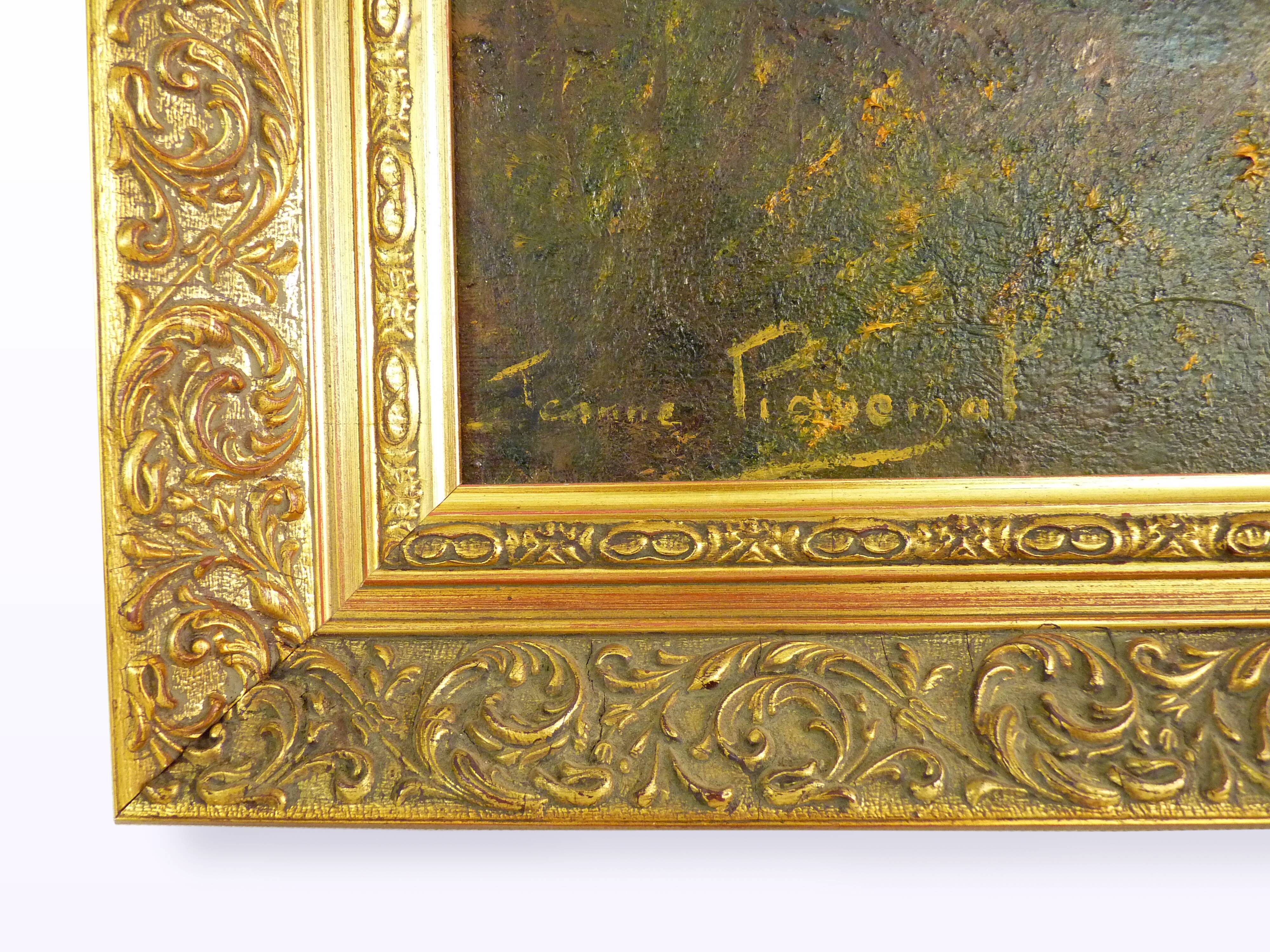 Great oil on canvas by Jeanne Piquemal. Ariegean painter. Year 50 70