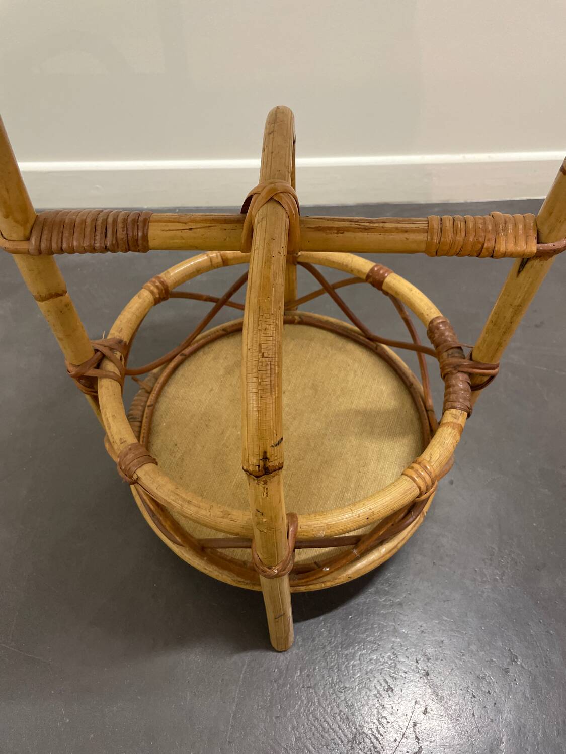 Vintage bamboo rattan server, 1950s