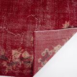 Tapis rouge turc vintage à motif floral