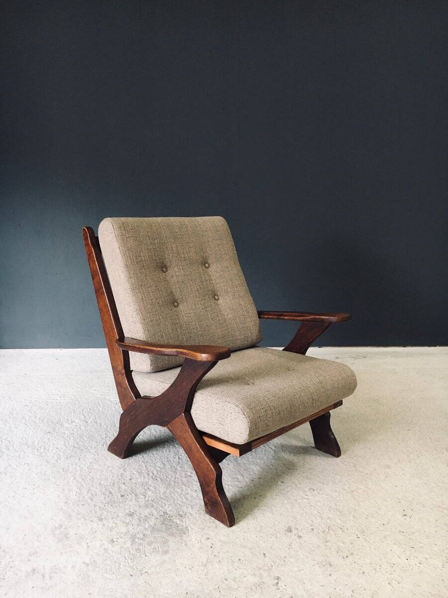 Rustic X Frame Lounge Chairs, Belgium, 1950s, Set of 2